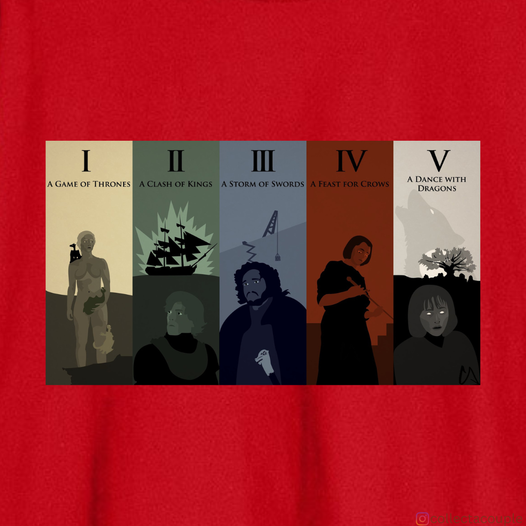 Game of Thrones: Book Series Illustration Oversized Unisex T-shirt (front and back print)