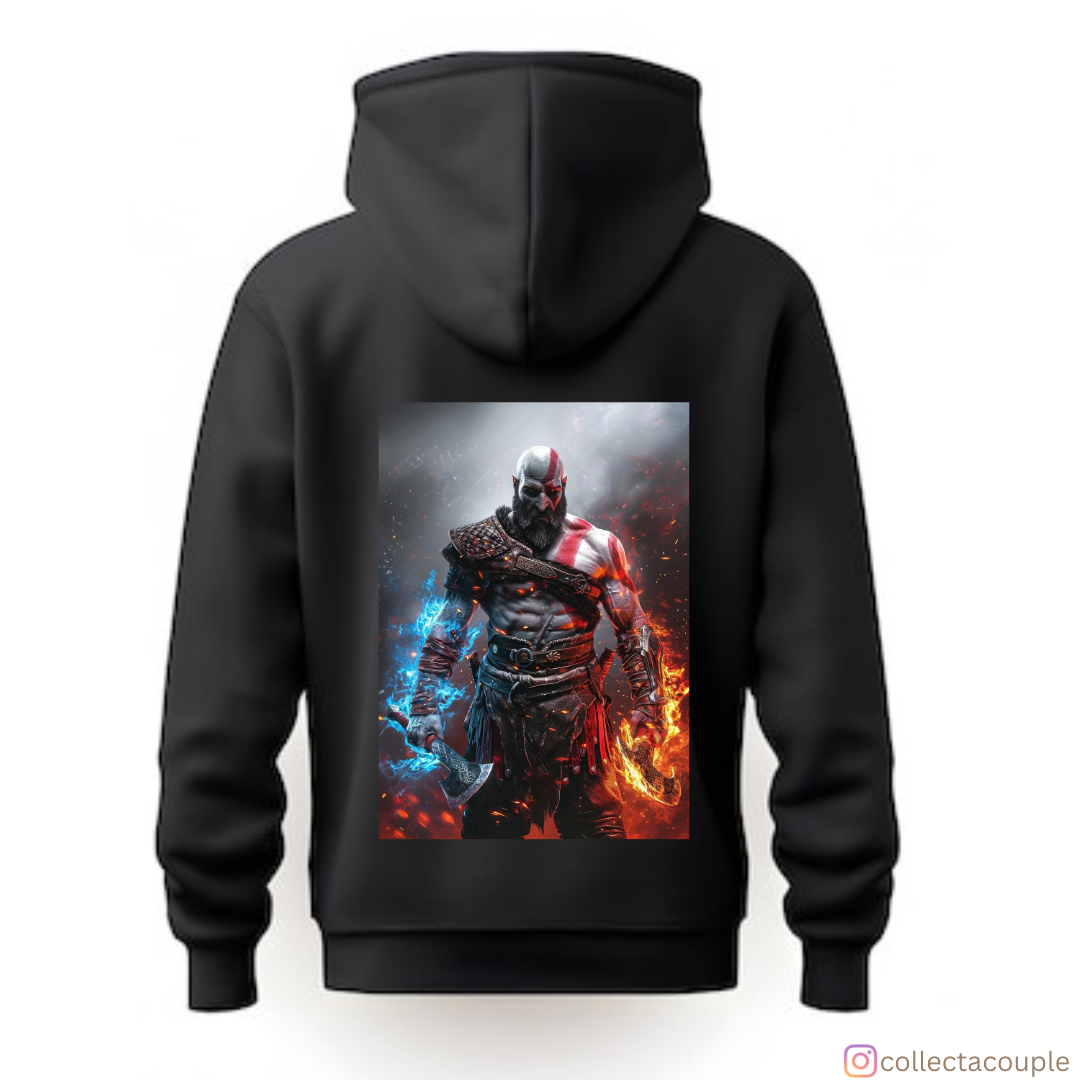 God of War: Kratos on Fire Unisex Hoodie (front back print