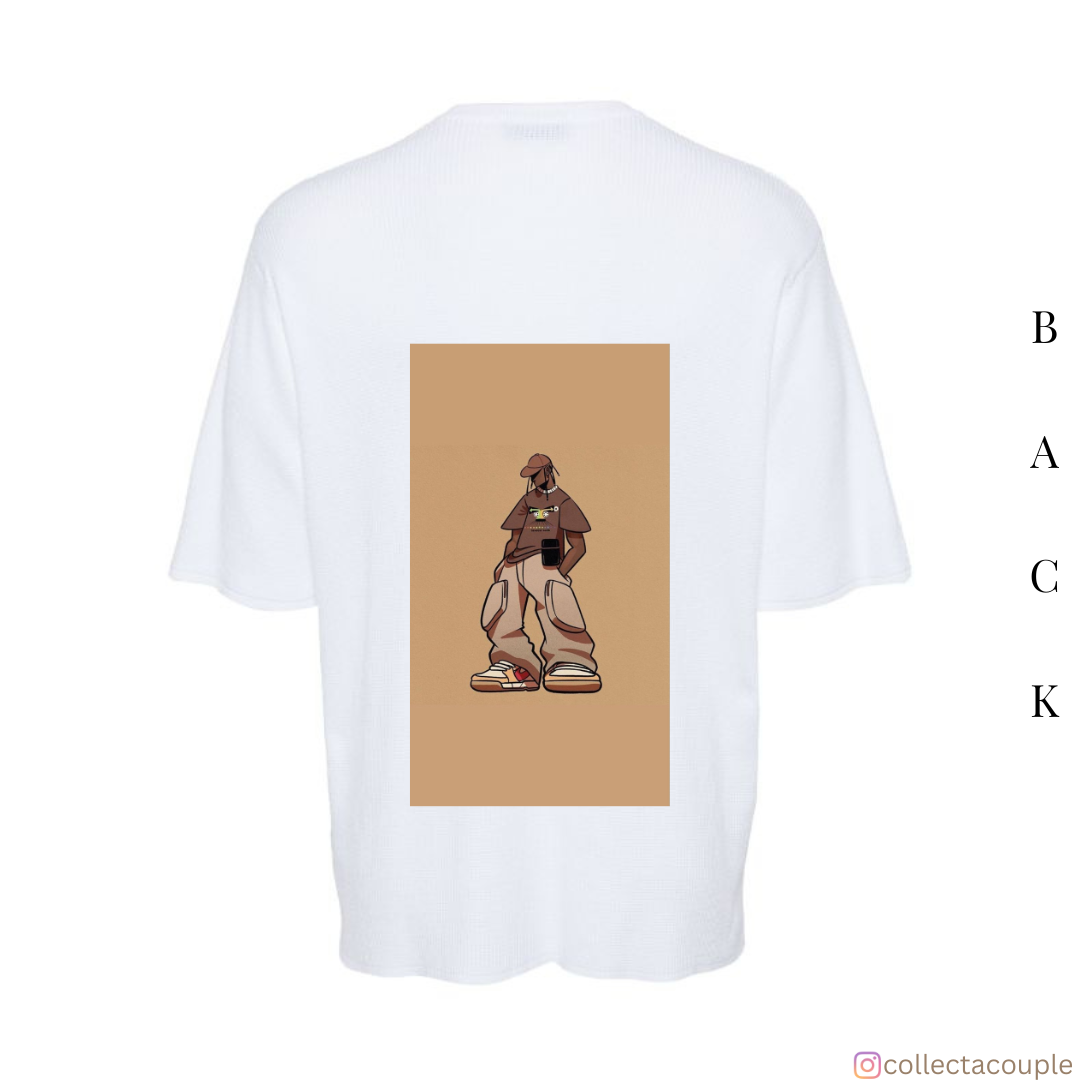 Travis Scott: Illustration Pose Oversized Unisex T-shirt (front and back print)