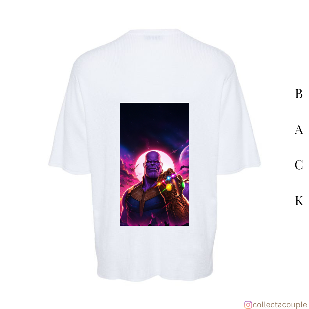 Thanos: Infinity Stones Pose Oversized Unisex T-shirt (front and back print)