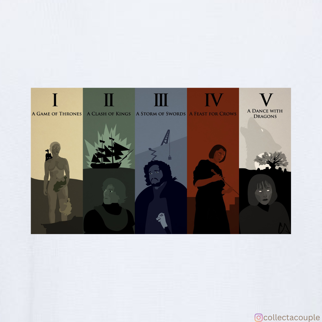 Game of Thrones: Book Series Illustration Oversized Unisex T-shirt (front and back print)