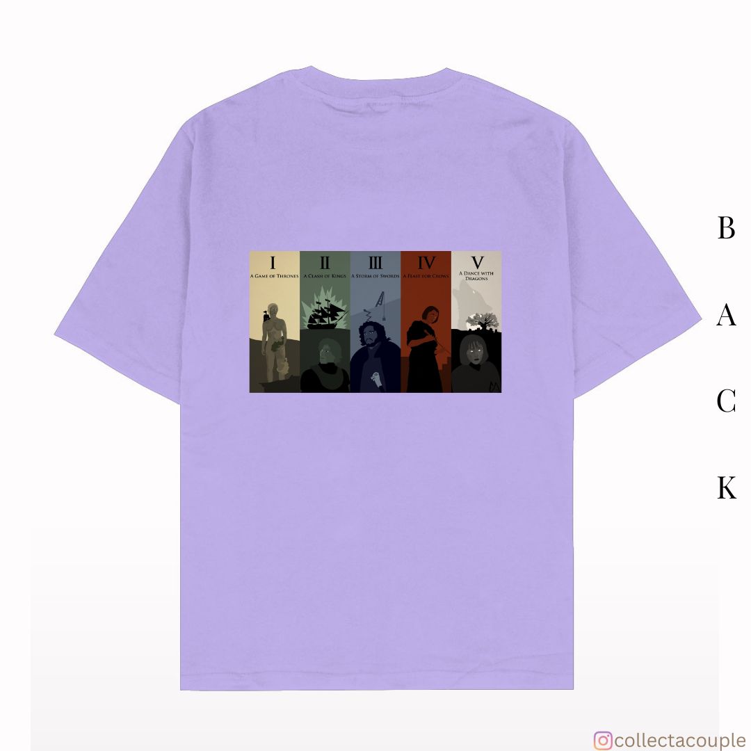 Game of Thrones: Book Series Illustration Oversized Unisex T-shirt (front and back print)