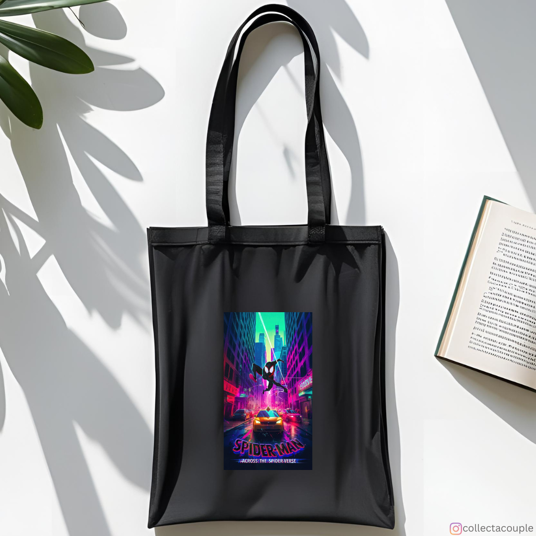 Spiderman Across the Spider Verse: Miles Morales Swinging Tote Bag