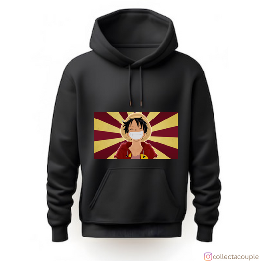 One Piece: Monkey D Luffy Cheerful Unisex Hoodie (front & back print)