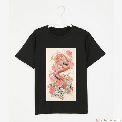 Chinese Dragon: Illustrated Pink Unisex T-shirt