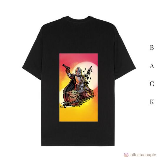 The Mandalorian: Mandalorian and Grogu Colourful Oversized Unisex T-shirt (front and back print)