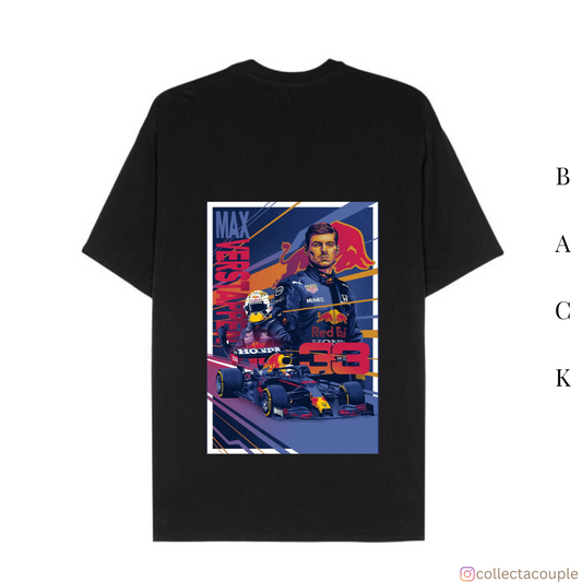 Max Verstappen: Illustrated Collage Oversized Unisex T-shirt (front and back print)