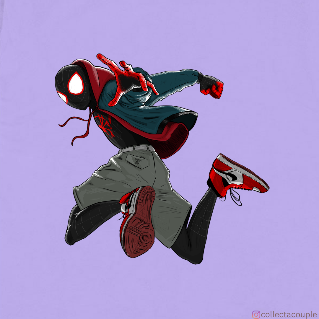 Spider Verse: Miles Morales Pose Oversized Unisex T-shirt (front and back print)