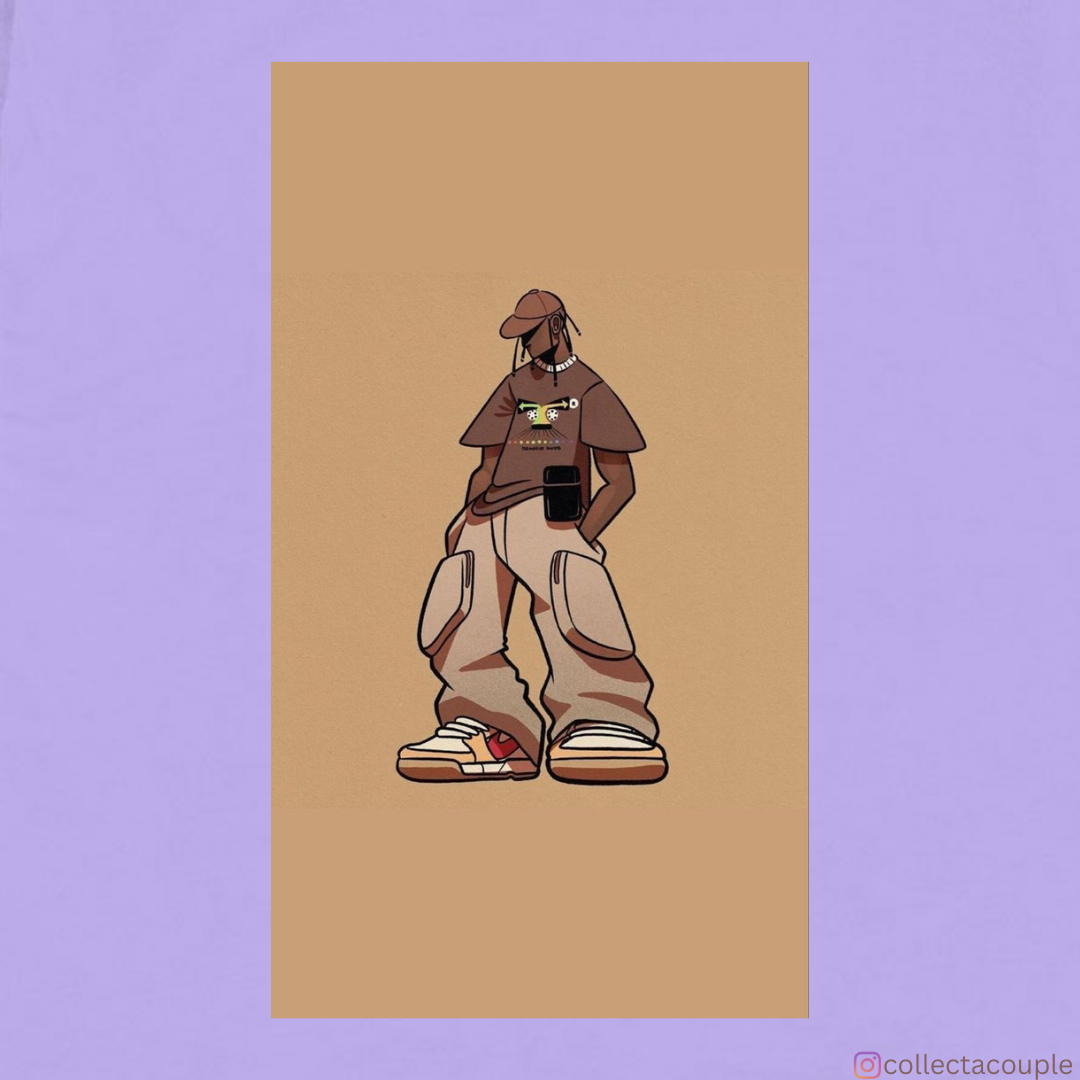 Travis Scott: Illustration Pose Oversized Unisex T-shirt (front and back print)