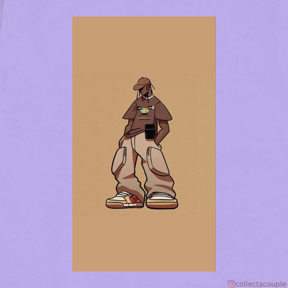 Travis Scott: Illustration Pose Oversized Unisex T-shirt (front and back print)