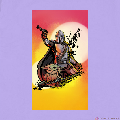 The Mandalorian: Mandalorian and Grogu Colourful Oversized Unisex T-shirt (front and back print)