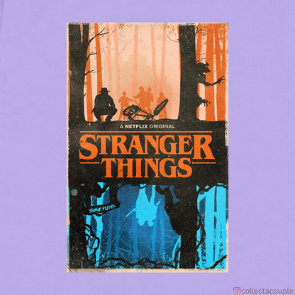 Stranger Things: Upside Down Illustrated Oversized Unisex T-shirt (front and back print)