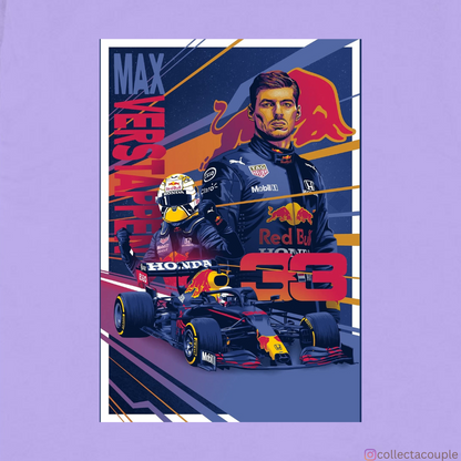 Max Verstappen: Illustrated Collage Oversized Unisex T-shirt (front and back print)