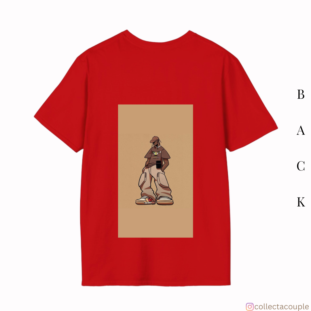 Travis Scott: Illustration Pose Oversized Unisex T-shirt (front and back print)