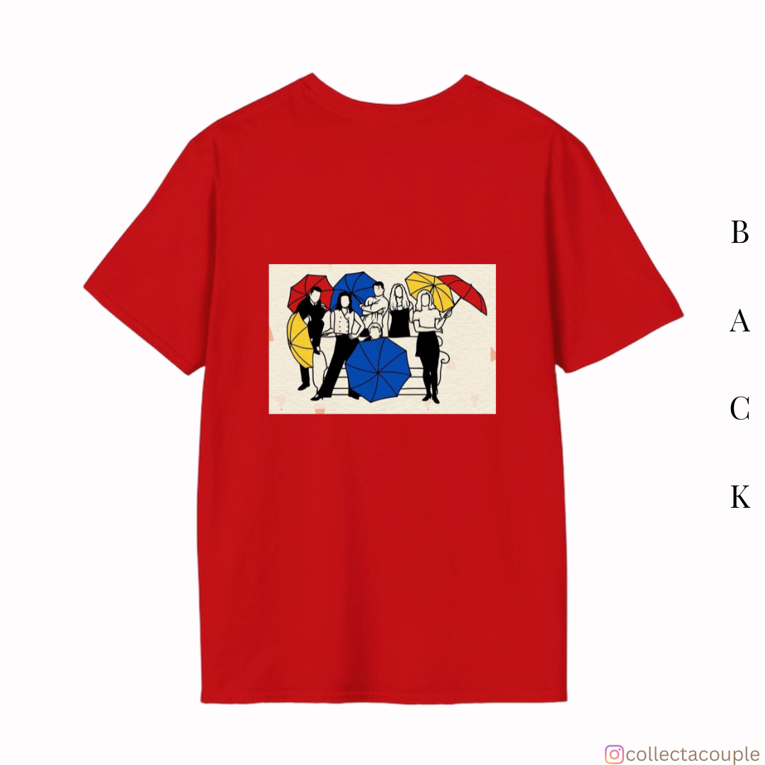 Friends: Illustrated Cast (2) Oversized Unisex T-shirt (front and back print)