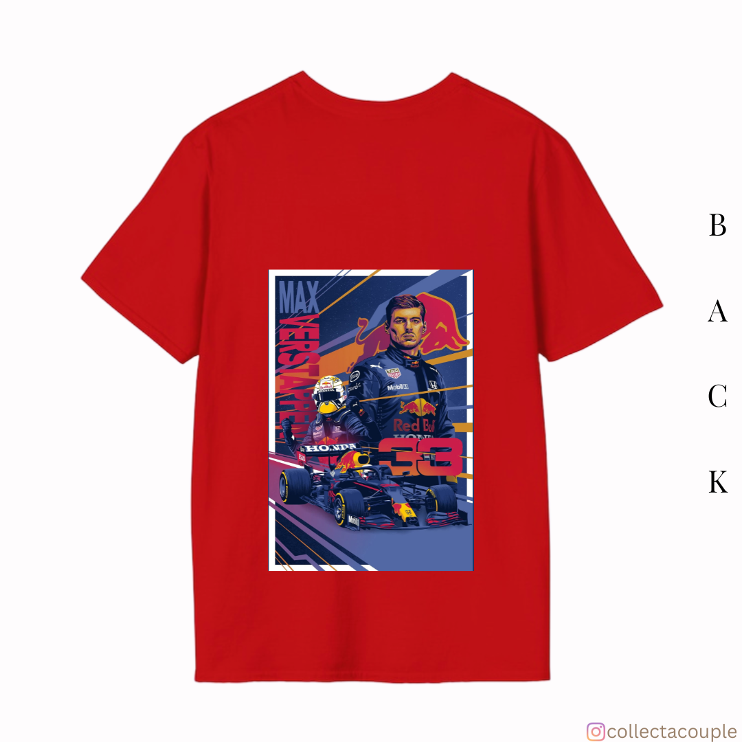 Max Verstappen: Illustrated Collage Oversized Unisex T-shirt (front and back print)