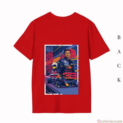 Max Verstappen: Illustrated Collage Oversized Unisex T-shirt (front and back print)