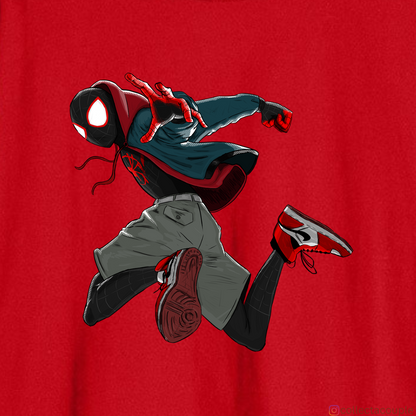 Spider Verse: Miles Morales Pose Oversized Unisex T-shirt (front and back print)