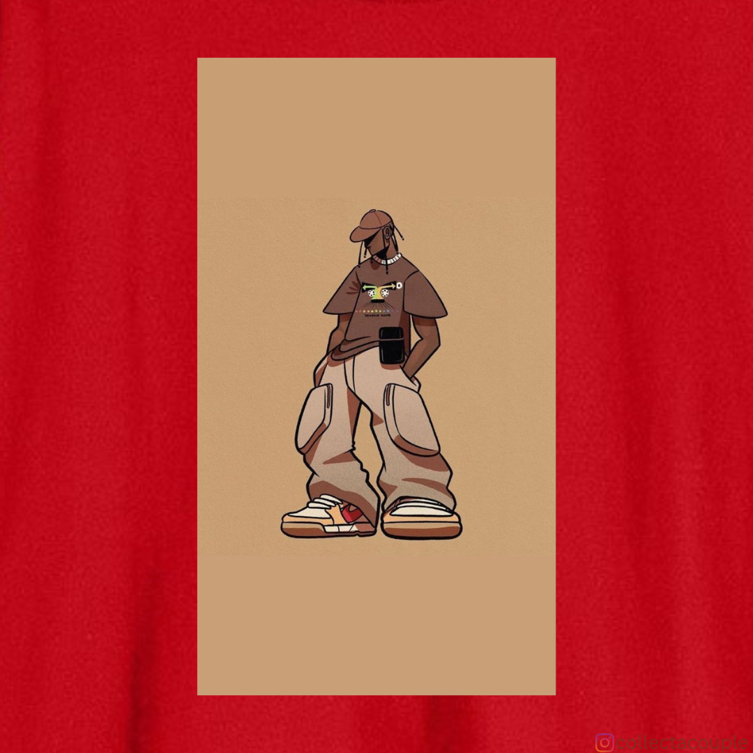 Travis Scott: Illustration Pose Oversized Unisex T-shirt (front and back print)