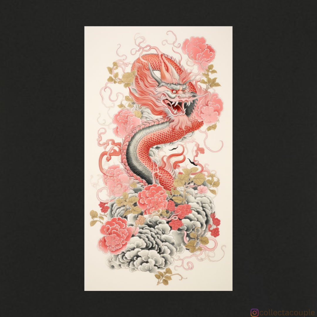 Chinese Dragon: Illustrated Pink Unisex T-shirt