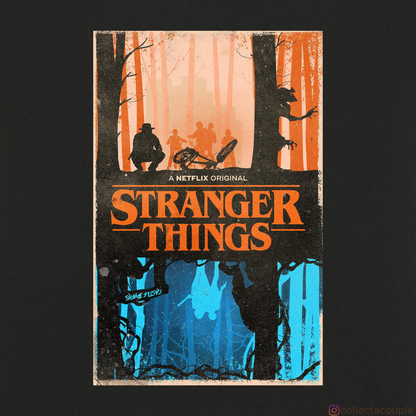 Stranger Things: Upside Down Illustrated Oversized Unisex T-shirt (front and back print)