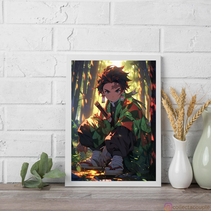 Demon Slayer: Tanjiro in Forest Framed Poster