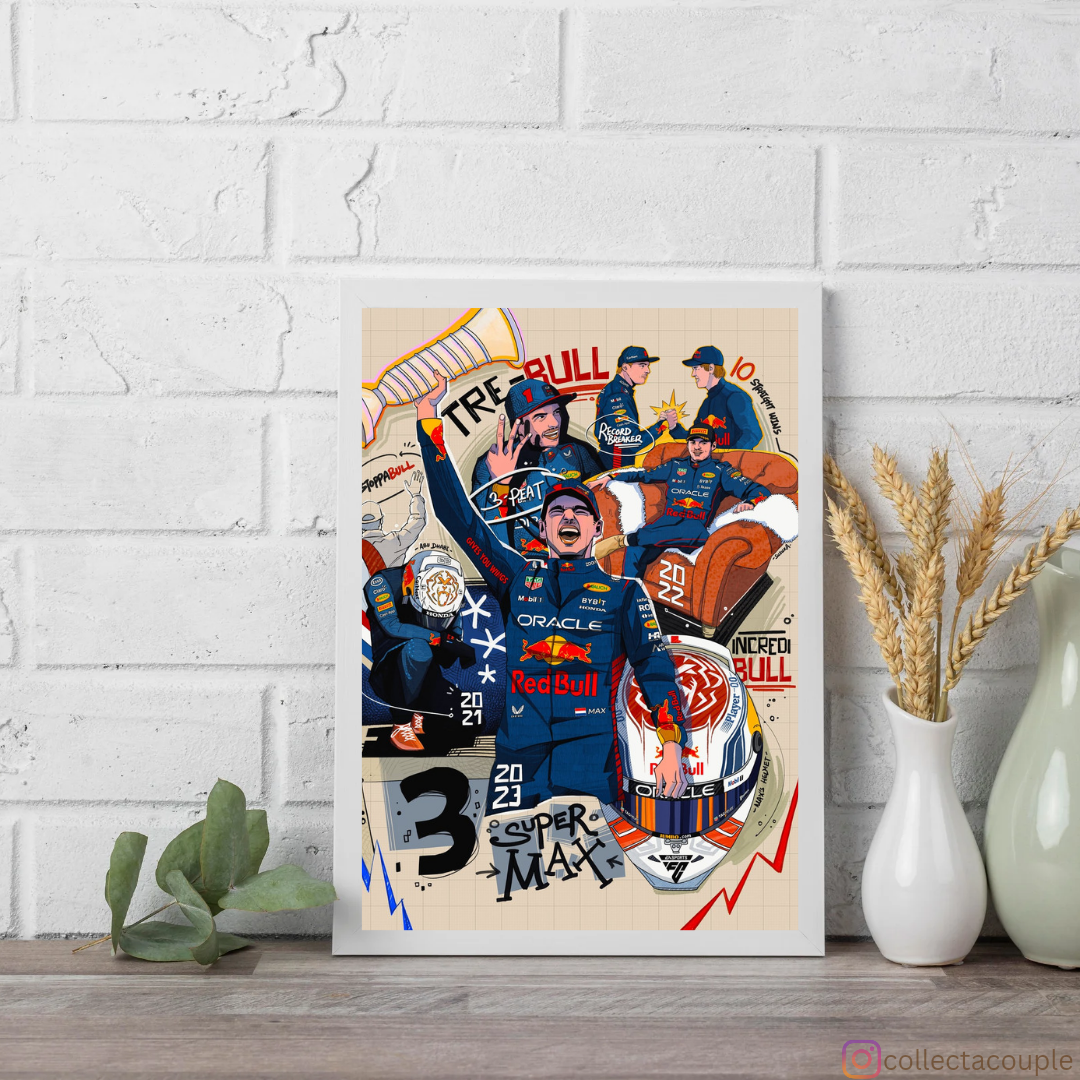 Max Verstappen: Collage Framed Poster