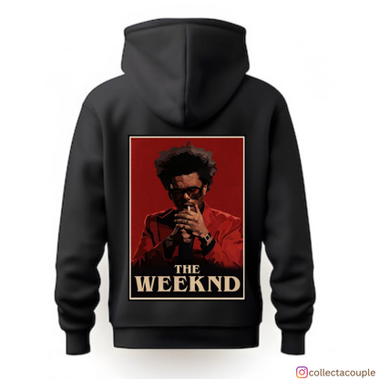 The Weeknd: Red Illustrated Unisex Hoodie (front & back print)