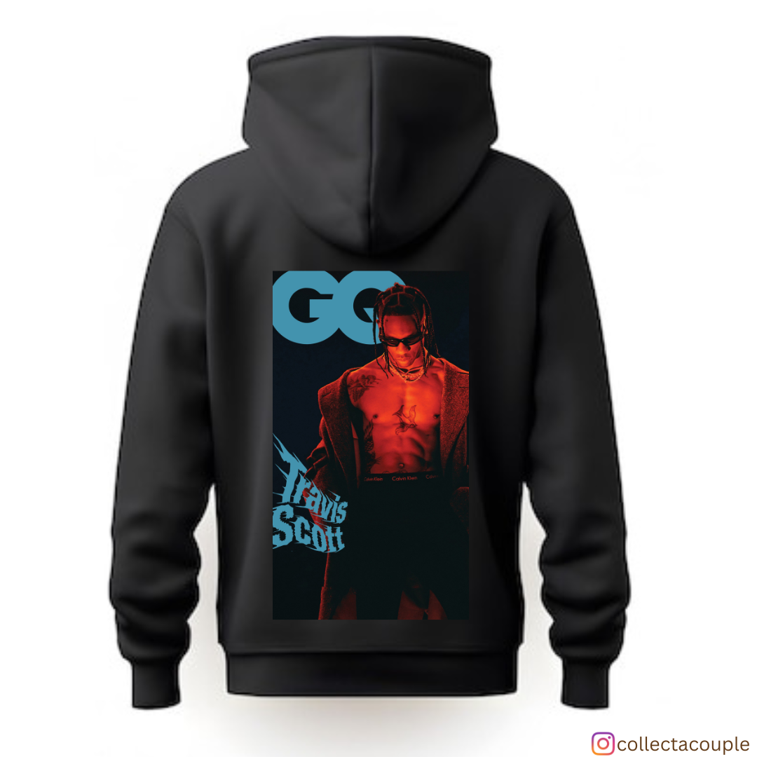 Travis Scott: GQ Unisex Hoodie (front & back print)