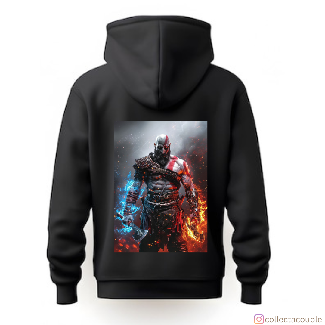 God of War: Kratos on Fire Unisex Hoodie (front & back print)