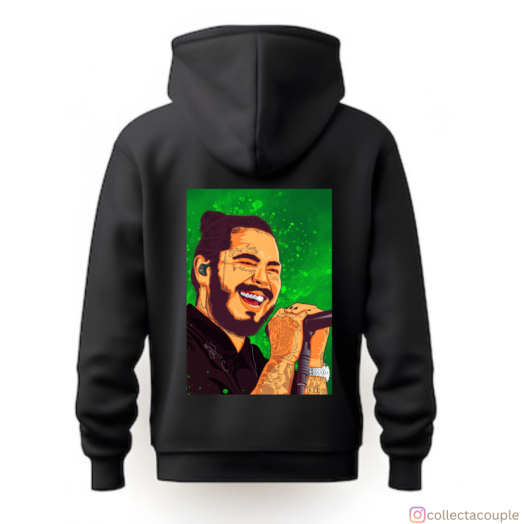 Post Malone: Singing Illustrated Unisex Hoodie (front & back print)