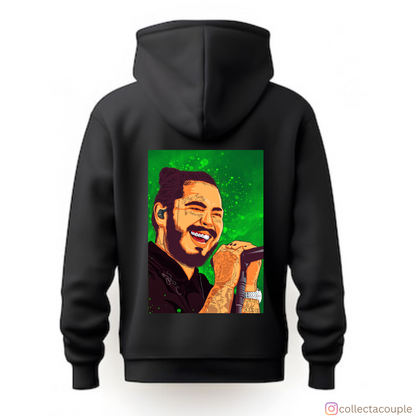 Post Malone: Singing Illustrated Unisex Hoodie (front & back print)