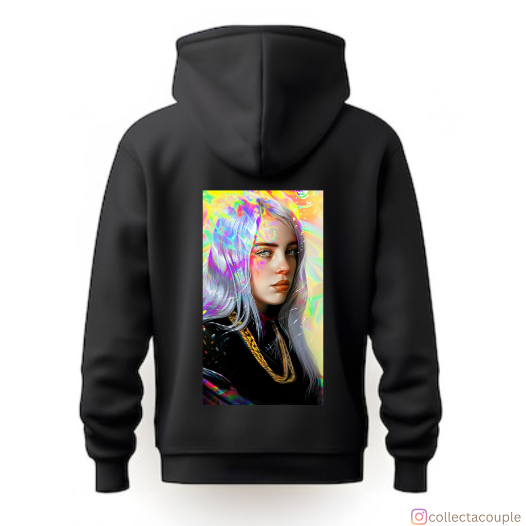 Billie Eilish: Illustrated with Logo Unisex Hoodie (front & back print)