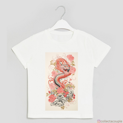 Chinese Dragon: Illustrated Pink Unisex T-shirt