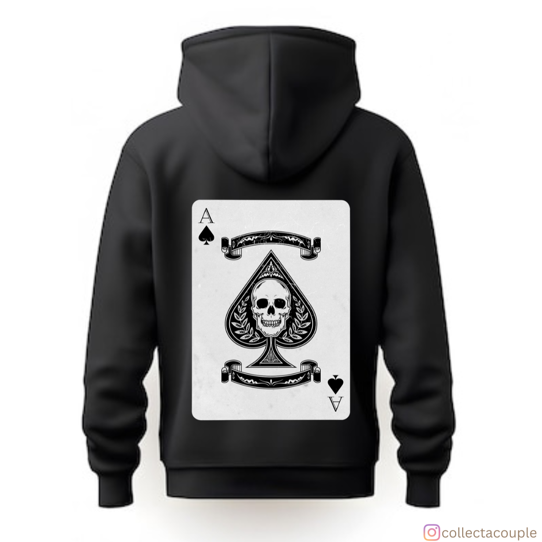 Skull Ace: Illustration Unisex Hoodie (front & back print)