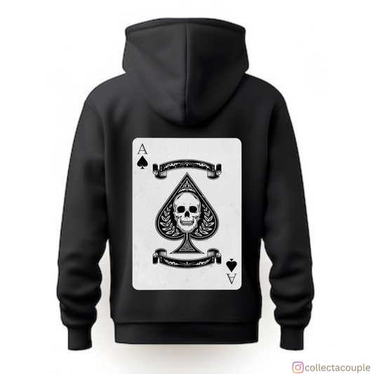 Skull Ace: Illustration Unisex Hoodie (front & back print)