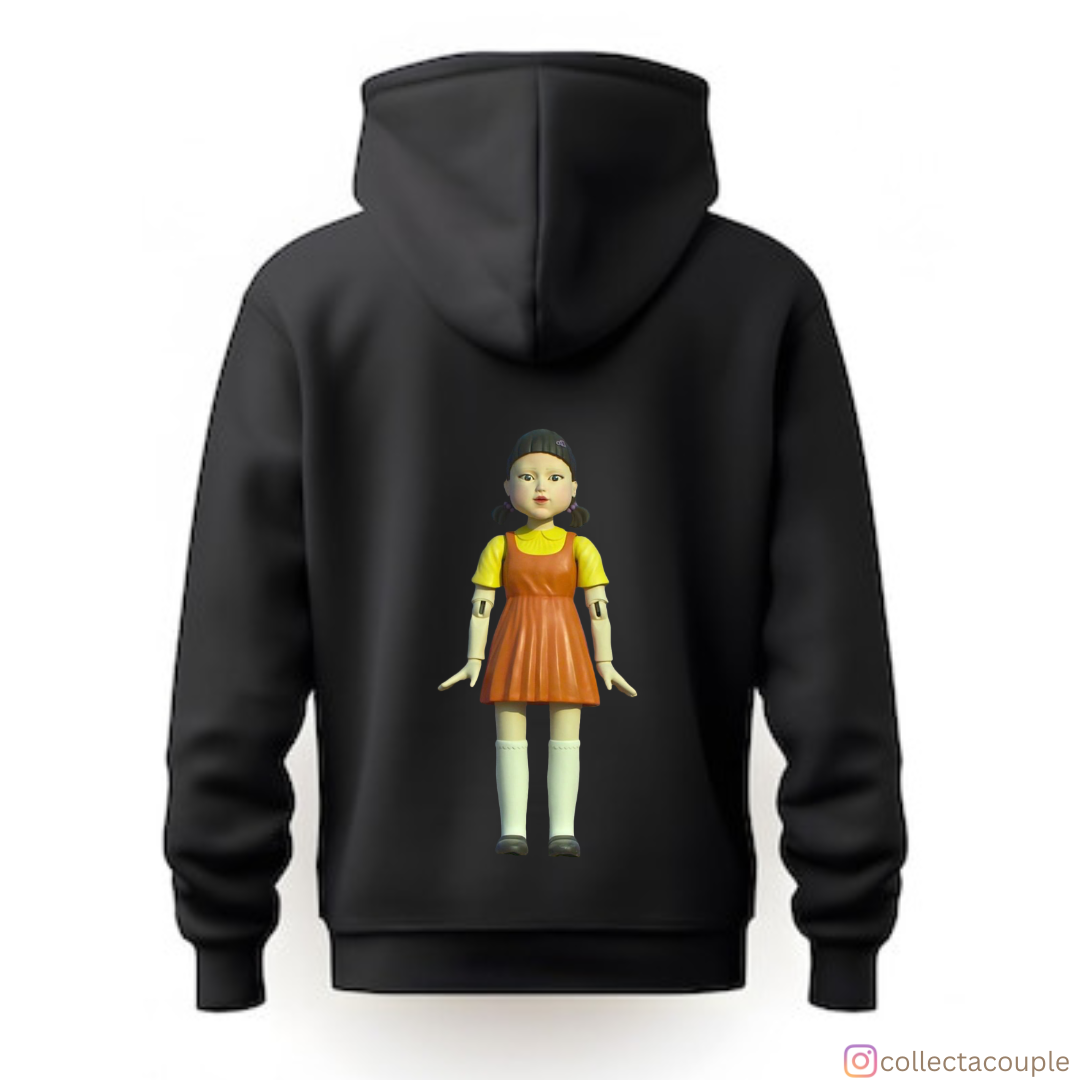 Squid Game: Young-Hee Doll Unisex Hoodie (front & back print)