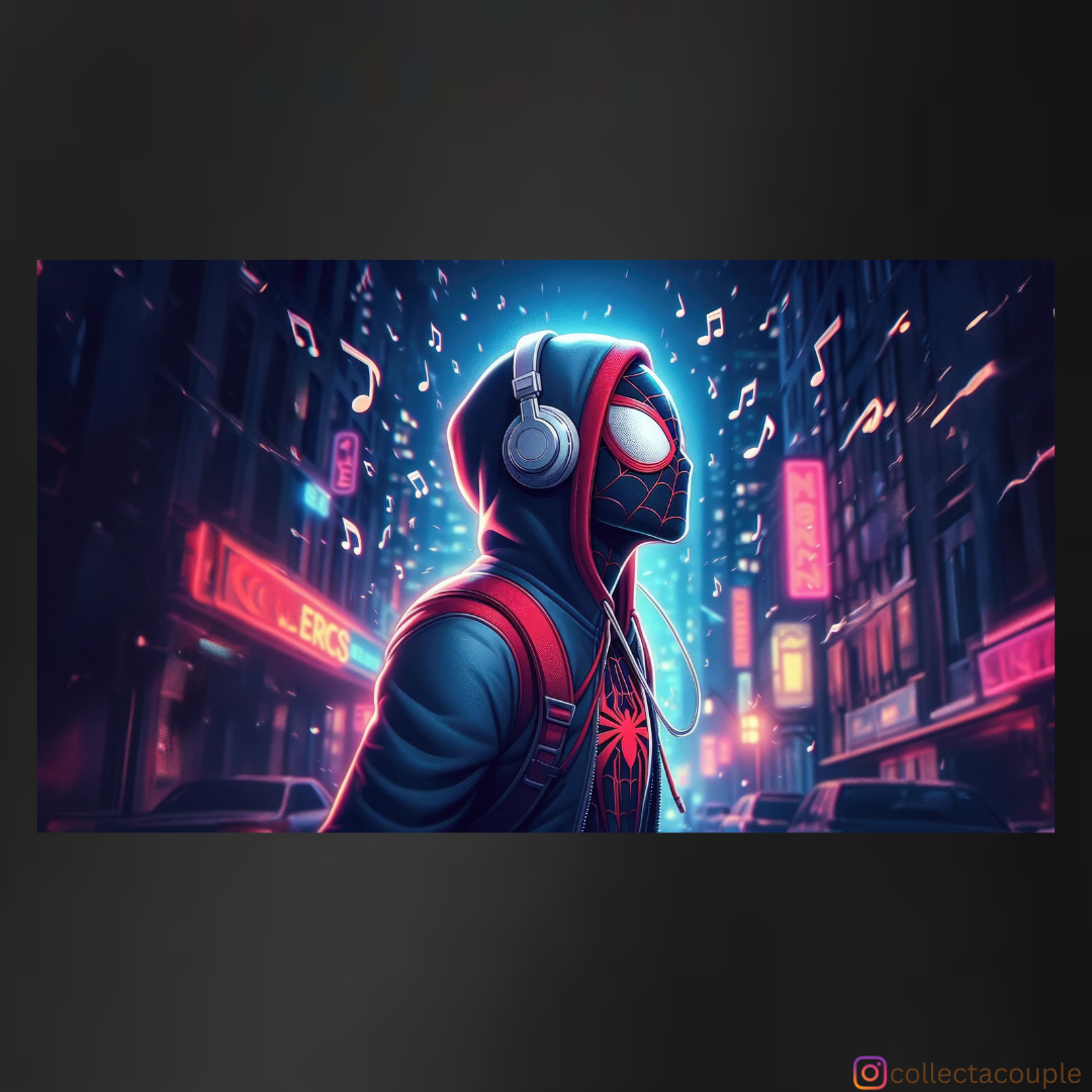 Spider-Man Into the Spiderverse: Headphones Unisex Hoodie (front & back print)