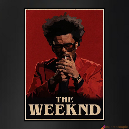 The Weeknd: Red Illustrated Unisex Hoodie (front & back print)