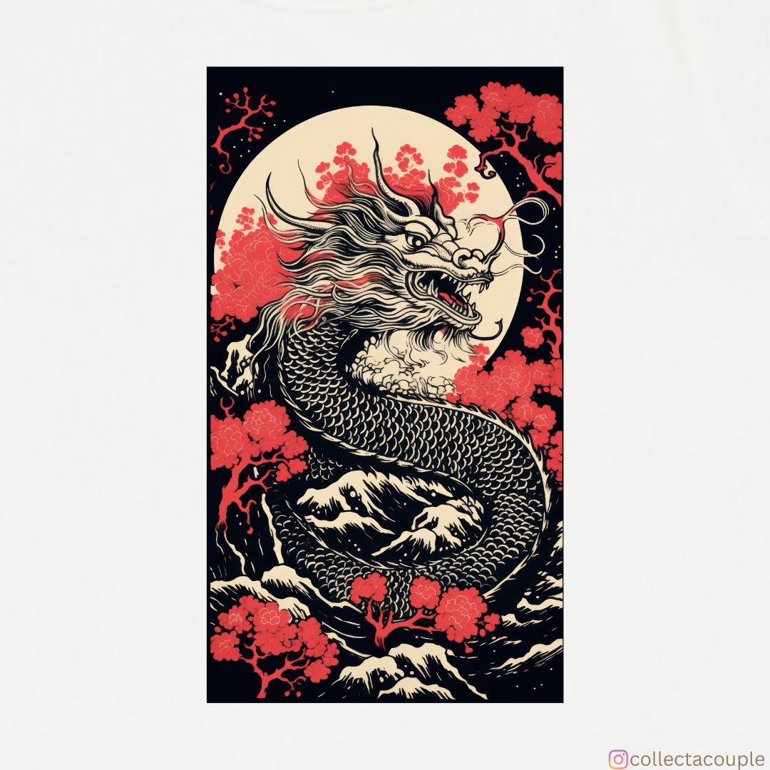 Chinese Dragon: Illustrated Black Unisex T-shirt