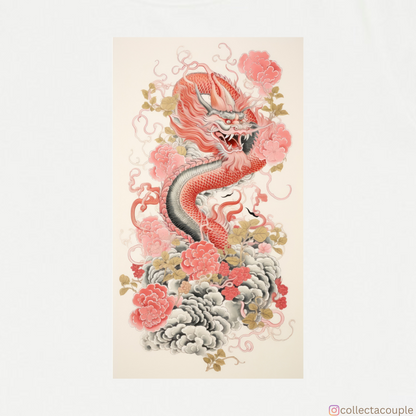 Chinese Dragon: Illustrated Pink Unisex T-shirt