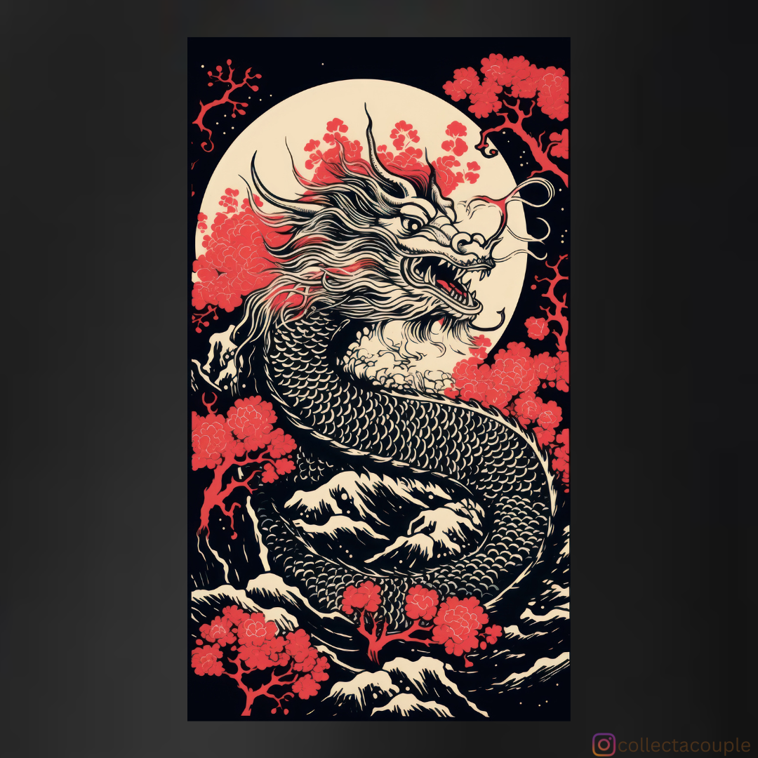 Chinese Dragon: Illustration Unisex Hoodie (front & back print)