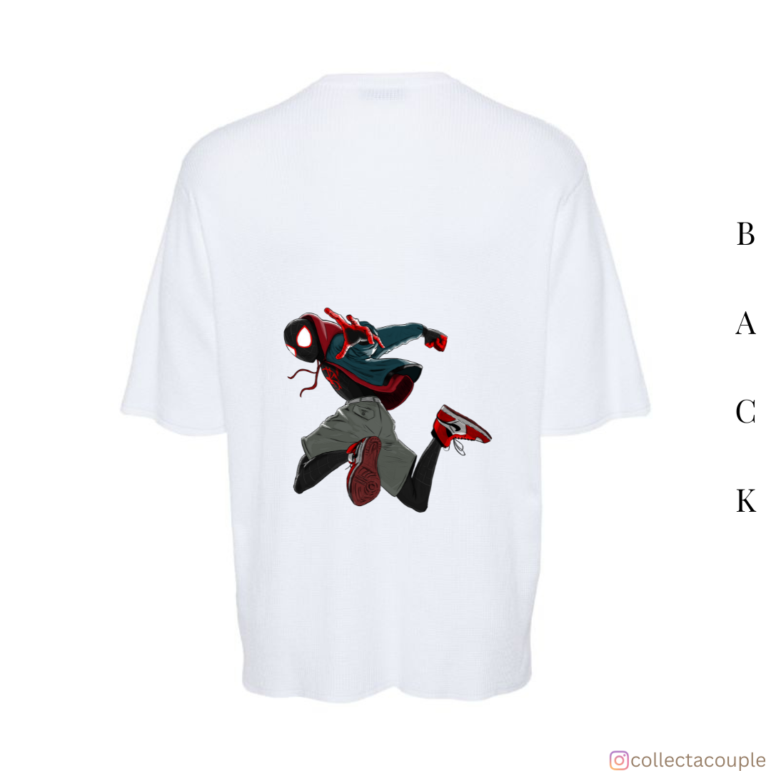 Spider Verse: Miles Morales Pose Oversized Unisex T-shirt (front and back print)