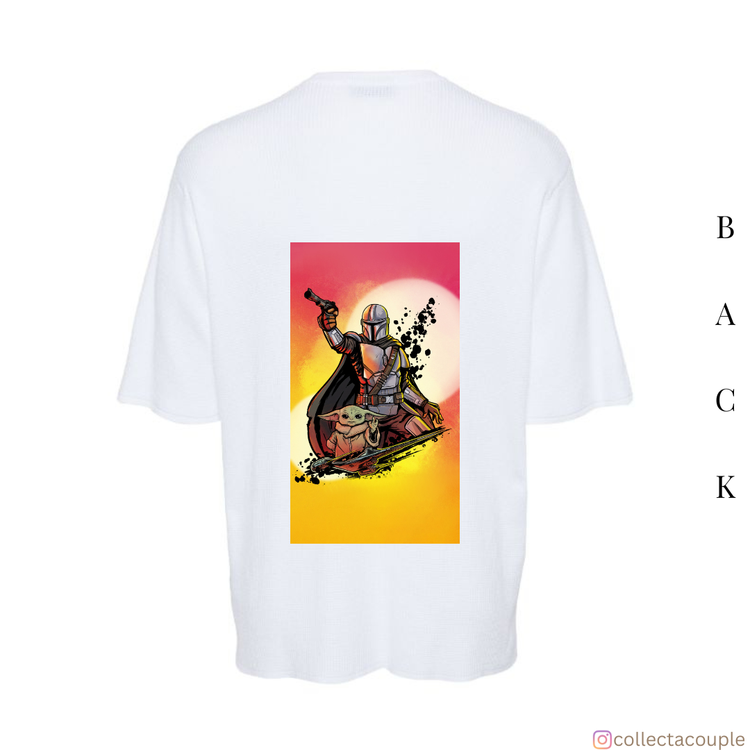 The Mandalorian: Mandalorian and Grogu Colourful Oversized Unisex T-shirt (front and back print)