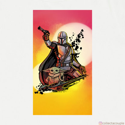 The Mandalorian: Mandalorian and Grogu Colourful Oversized Unisex T-shirt (front and back print)