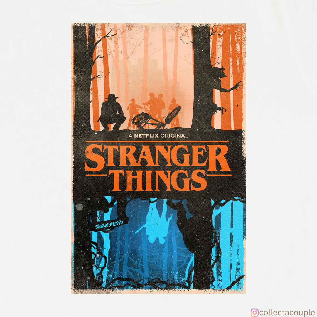 Stranger Things: Upside Down Illustrated Oversized Unisex T-shirt (front and back print)