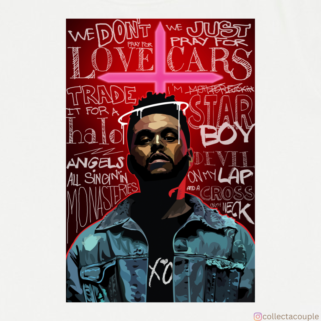 The Weeknd: Collage Oversized Unisex T-shirt (front and back print)