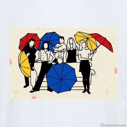 Friends: Illustrated Cast (2) Oversized Unisex T-shirt (front and back print)