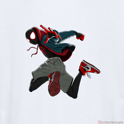 Spider Verse: Miles Morales Pose Oversized Unisex T-shirt (front and back print)