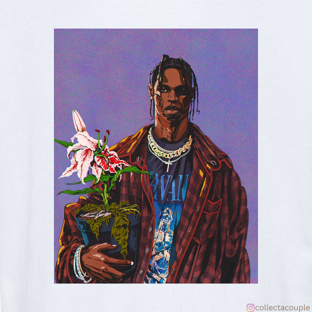 Travis Scott: Illustration Oversized Unisex T-shirt (front and back print)